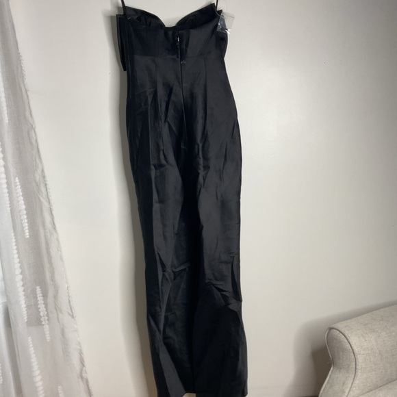 ALFRED SUNG Strapless Satin Black Column Maxi Dress with Bow NWT size 00 - Picture 6 of 14